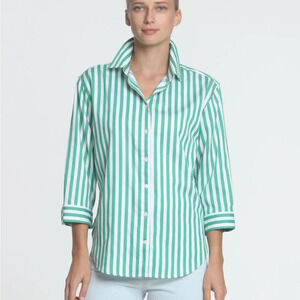 Hinson Wu Halsey 3/4 Sleeve Stripe/Gingham Blouse Sz-M